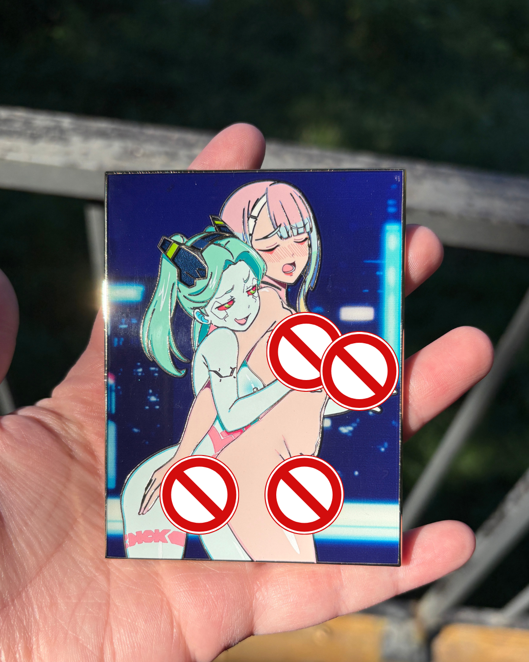 Lucy and Becca's Secret Panel Enamel Pin IN HAND